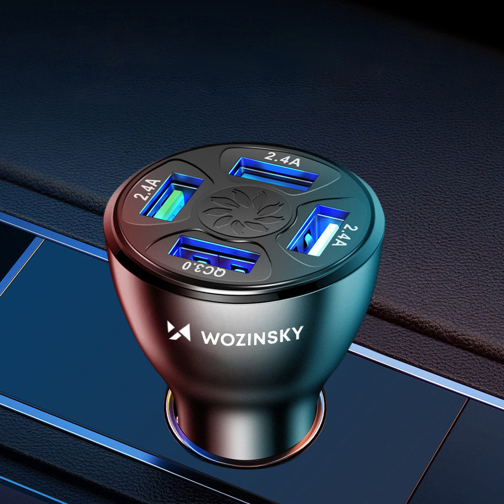 Biloplader WZK WCCAW, 50W, 3A, 4 x USB-A, hvid