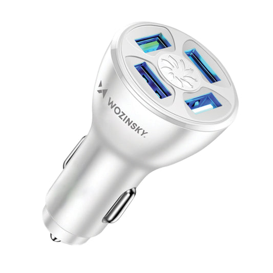 Biloplader WZK WCCAW, 50W, 3A, 4 x USB-A, hvid