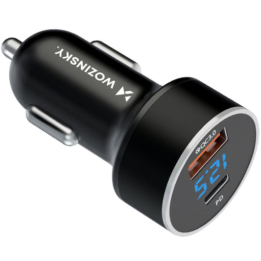 Biloplader WZK WDCCAC, 36W, 3A, 1 x USB-A - 1 x USB-C, Sort