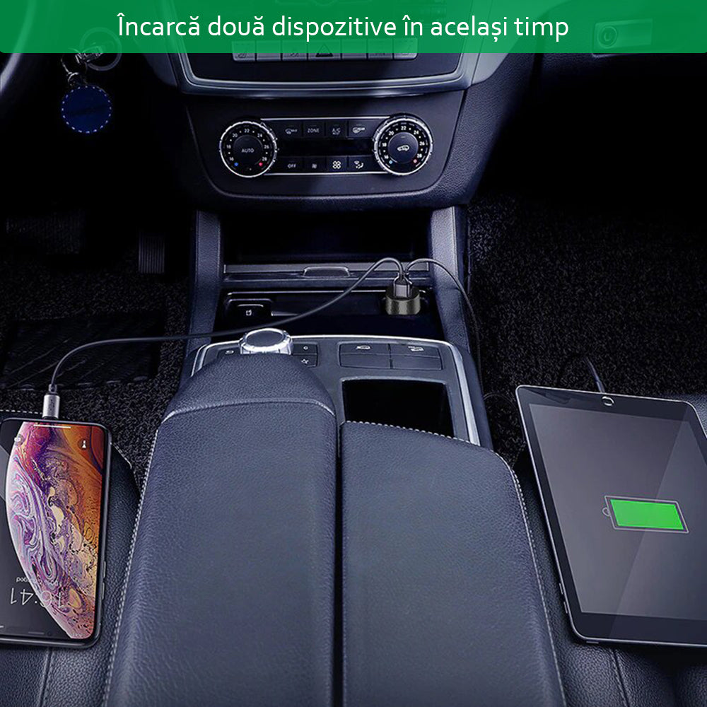 Biloplader Yesido Y31 Display, 18W, 3A, 2 x USB-A, Sort