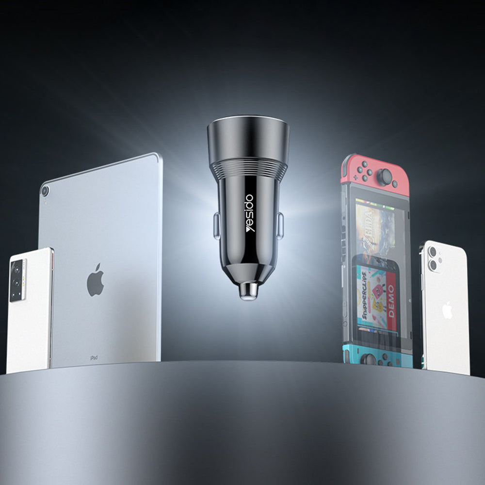 Biloplader Yesido Y64, 50W, 3A, 1 x USB-A - 1 x USB-C, Sort