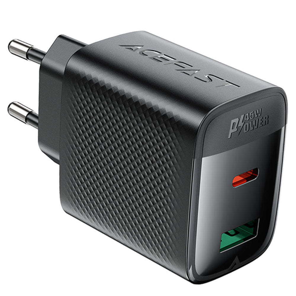 Netværksoplader Acefast A106, 45W, 3A, 1 x USB-A - 1 x USB-C, Sort