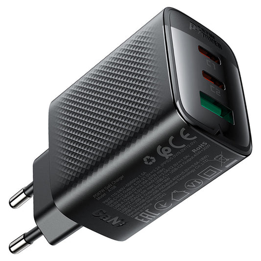 Netværksoplader Acefast A108, 67W, 3A, 1 x USB-A - 2 x USB-C, Sort