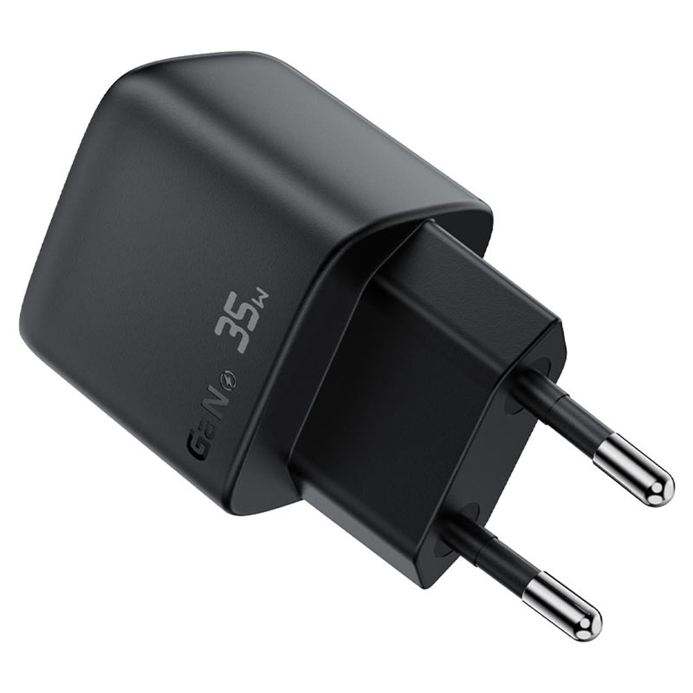 Acefast A116 Display netværksoplader, 35W, 3A, 1 x USB-A - 1 x USB-C, Sort