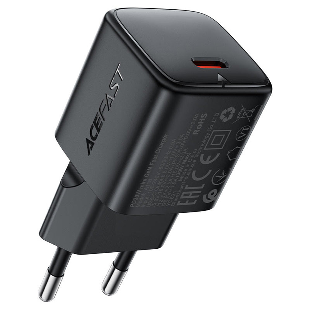 Netværksoplader Acefast A118, 30W, 3A, 1 x USB-C, Sort