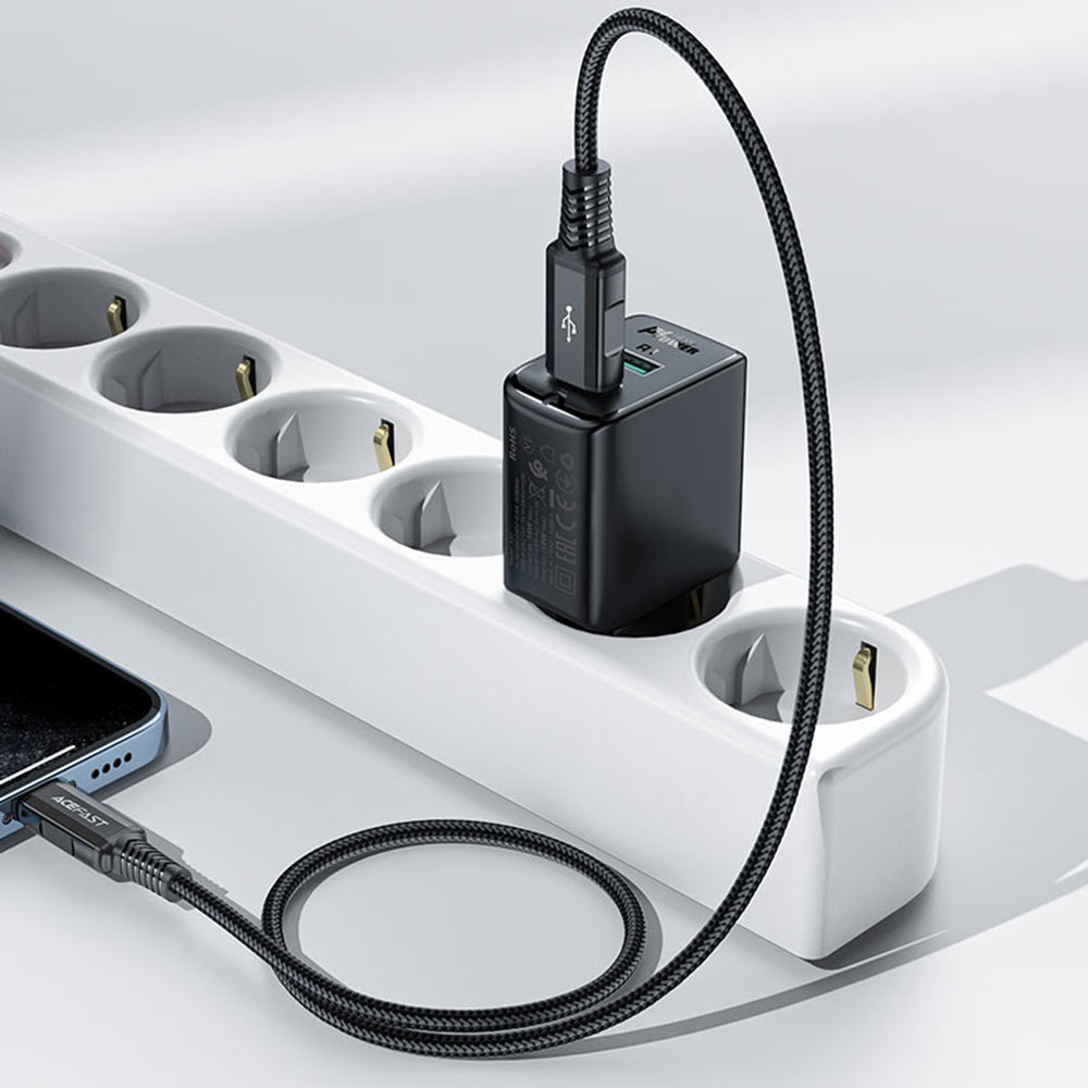 Netværksoplader Acefast A33, 18W, 3A, 2 x USB-A, Sort