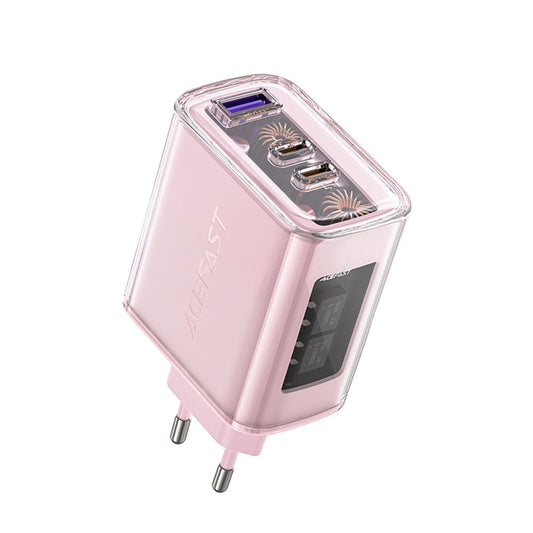 Acefast A45 Exploration netværksoplader, 65W, 3.25A, 1 x USB-A - 2 x USB-C, Pink