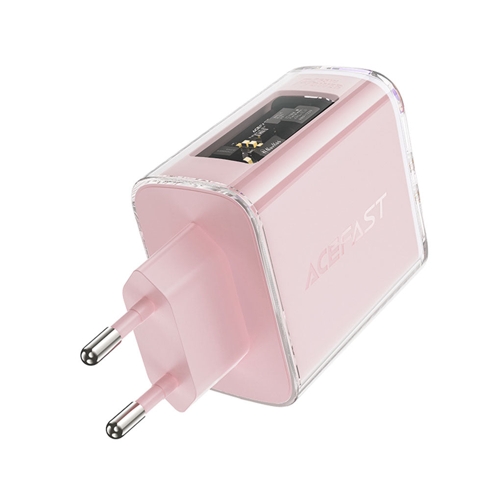 Acefast A45 Exploration netværksoplader, 65W, 3.25A, 1 x USB-A - 2 x USB-C, Pink