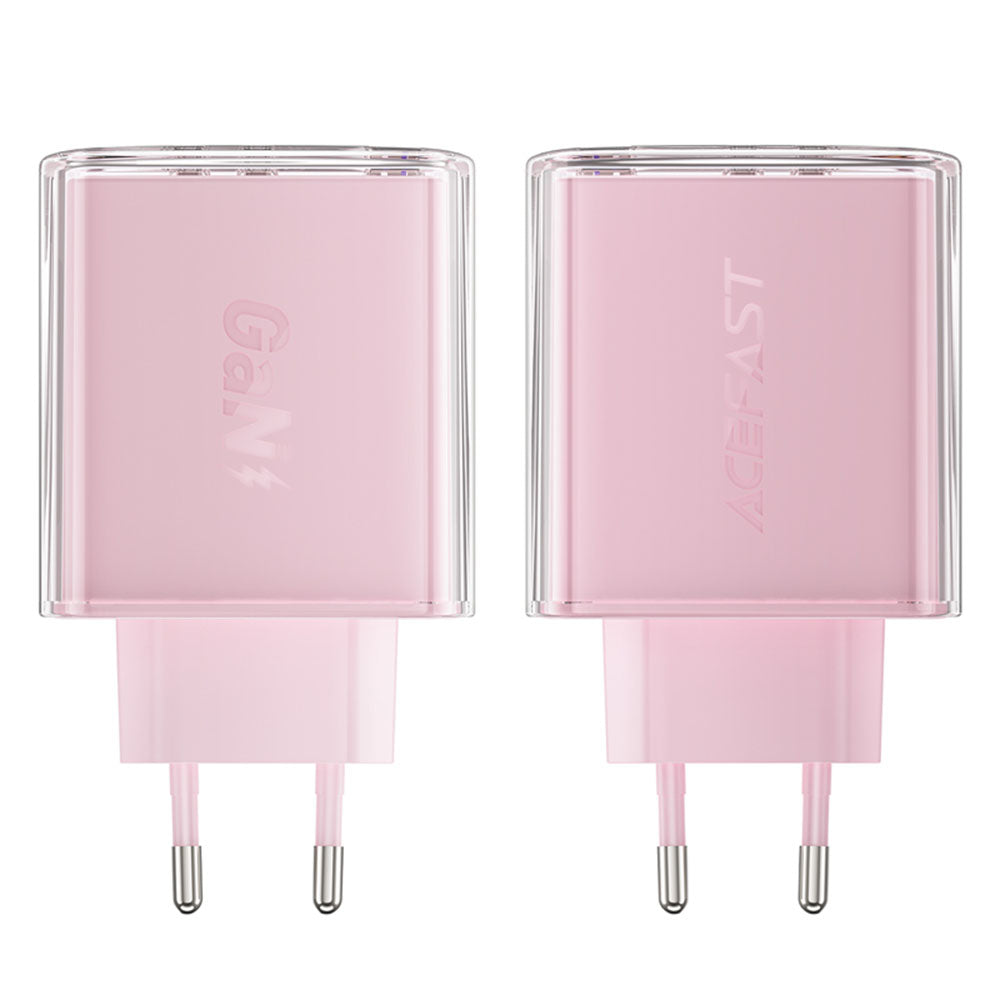 Acefast A45 Exploration netværksoplader, 65W, 3.25A, 1 x USB-A - 2 x USB-C, Pink