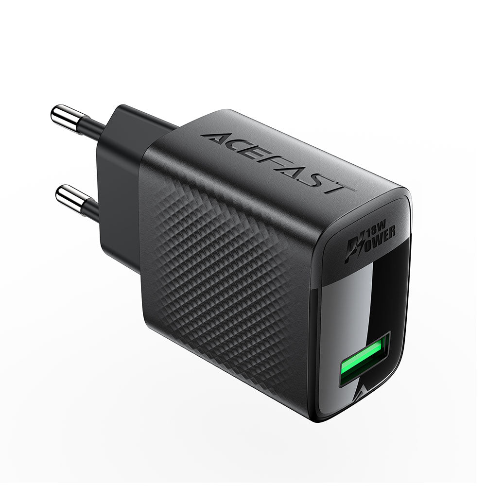 Netværksoplader Acefast A90, 18W, 3A, 1 x USB-A, Sort