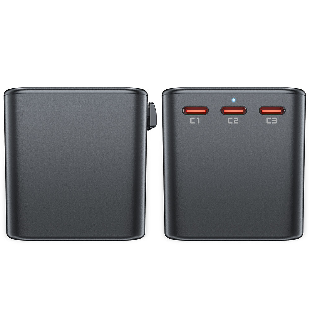 Acefast Travel Z1 netværksoplader, 75W, 3.35A, 2 x USB-A - 3 x USB-C, Sort