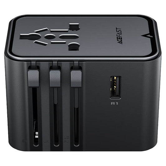 Acefast Z8 Travel netværksoplader, 45W, 3A, 2 x USB-A - 3 x USB-C, Sort