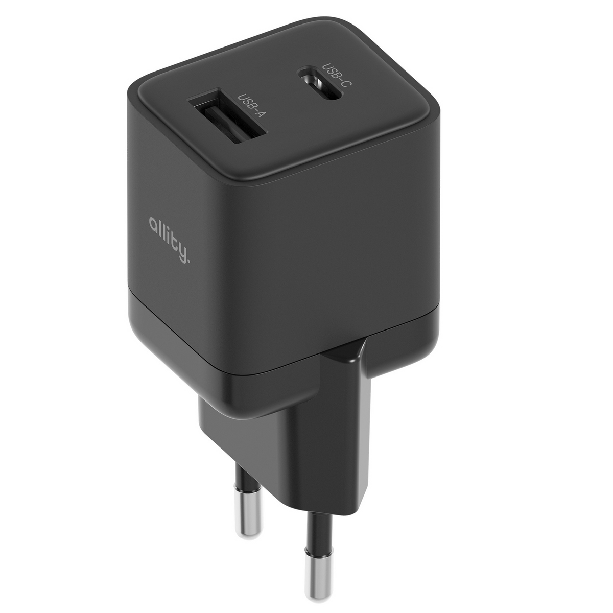 Allity Netværksoplader. ATC-01-30WAC Mini, 30W, 3A, 1 x USB-A - 1 x USB-C, Sort