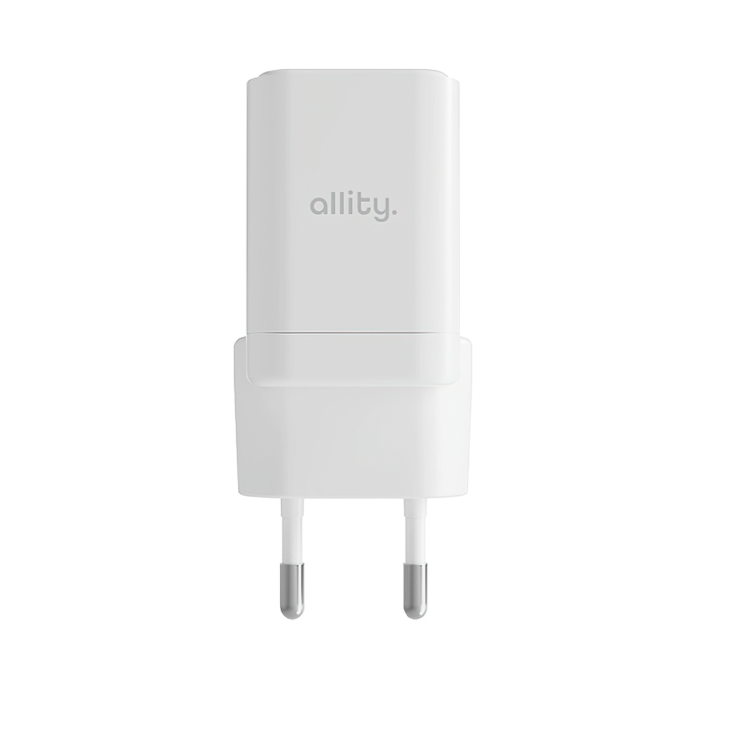 Allity Netværksoplader. ATC-01-30WAC Mini, 30W, 3A, 1 x USB-A - 1 x USB-C, Hvid