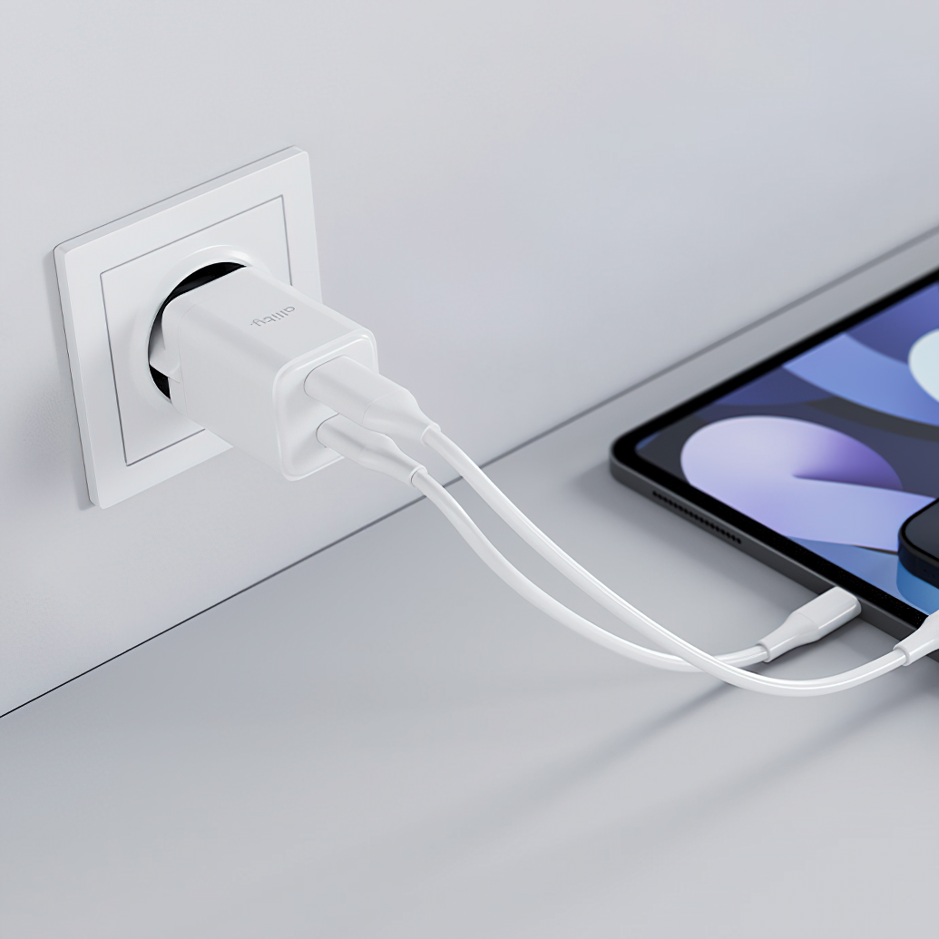 Allity Netværksoplader. ATC-01-30WAC Mini, 30W, 3A, 1 x USB-A - 1 x USB-C, Hvid