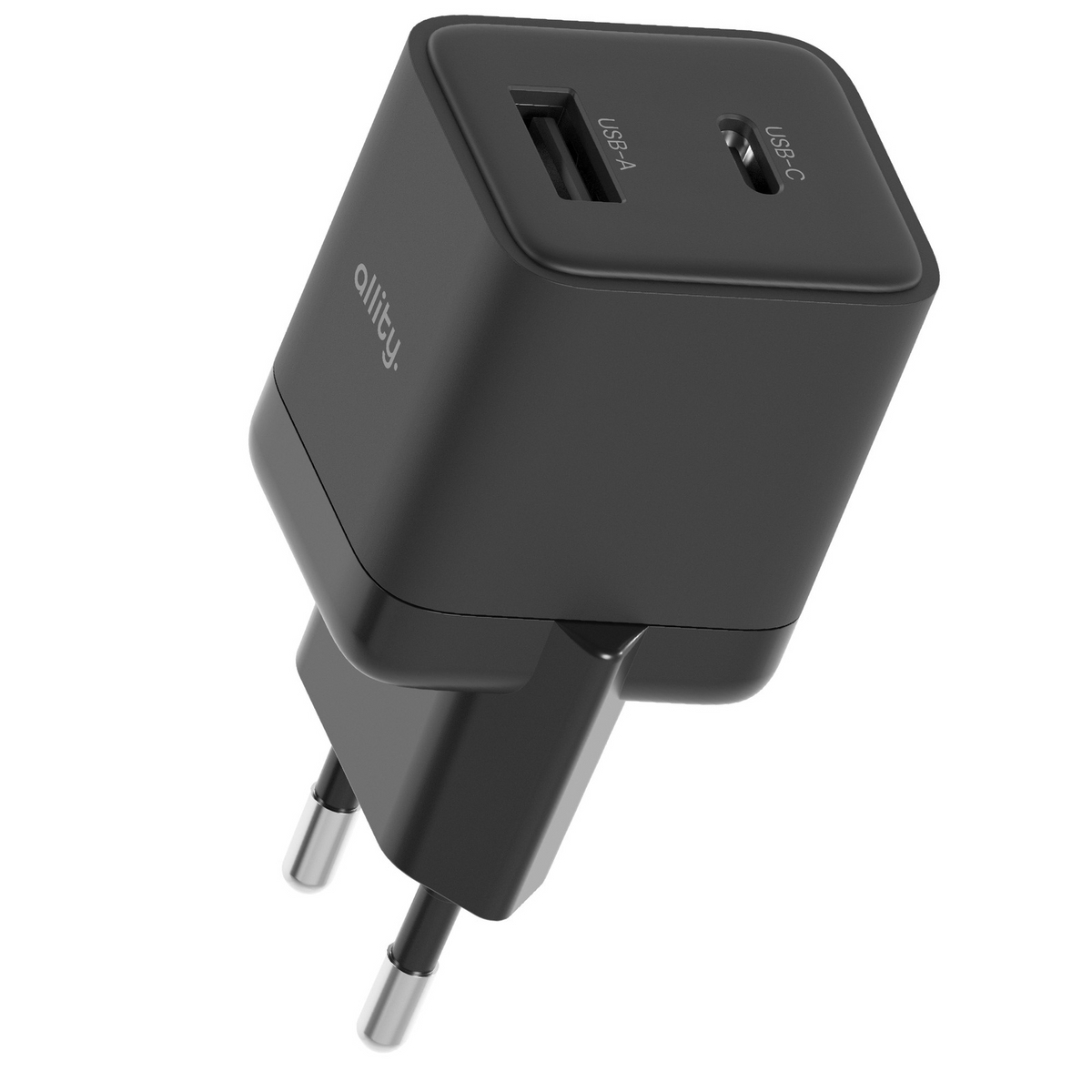 Allity Netværksoplader. ATC-01-30WAC Mini, 30W, 3A, 1 x USB-A - 1 x USB-C, Sort