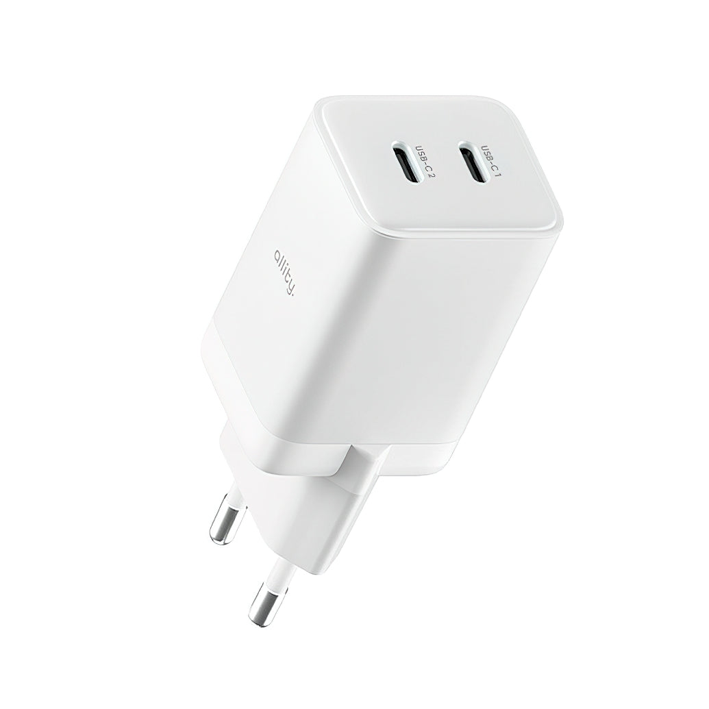Allity Netværksoplader. ATC-01-45WCC Fast, 45W, 3A, 2 x USB-C, Hvid
