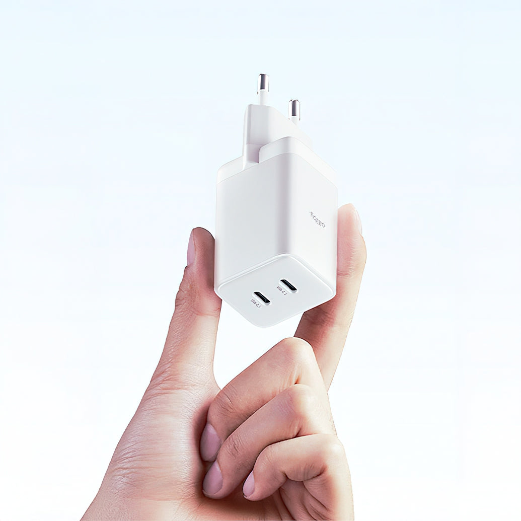 Allity Netværksoplader. ATC-01-45WCC Fast, 45W, 3A, 2 x USB-C, Hvid