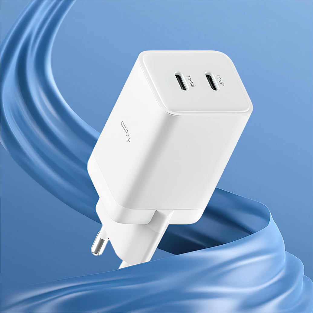 Allity Netværksoplader. ATC-01-45WCC Fast, 45W, 3A, 2 x USB-C, Hvid