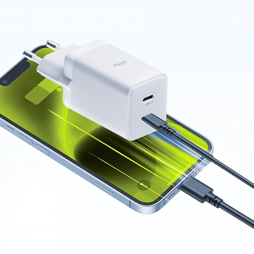 Allity Netværksoplader. ATC-01-45WCC Fast, 45W, 3A, 2 x USB-C, Hvid