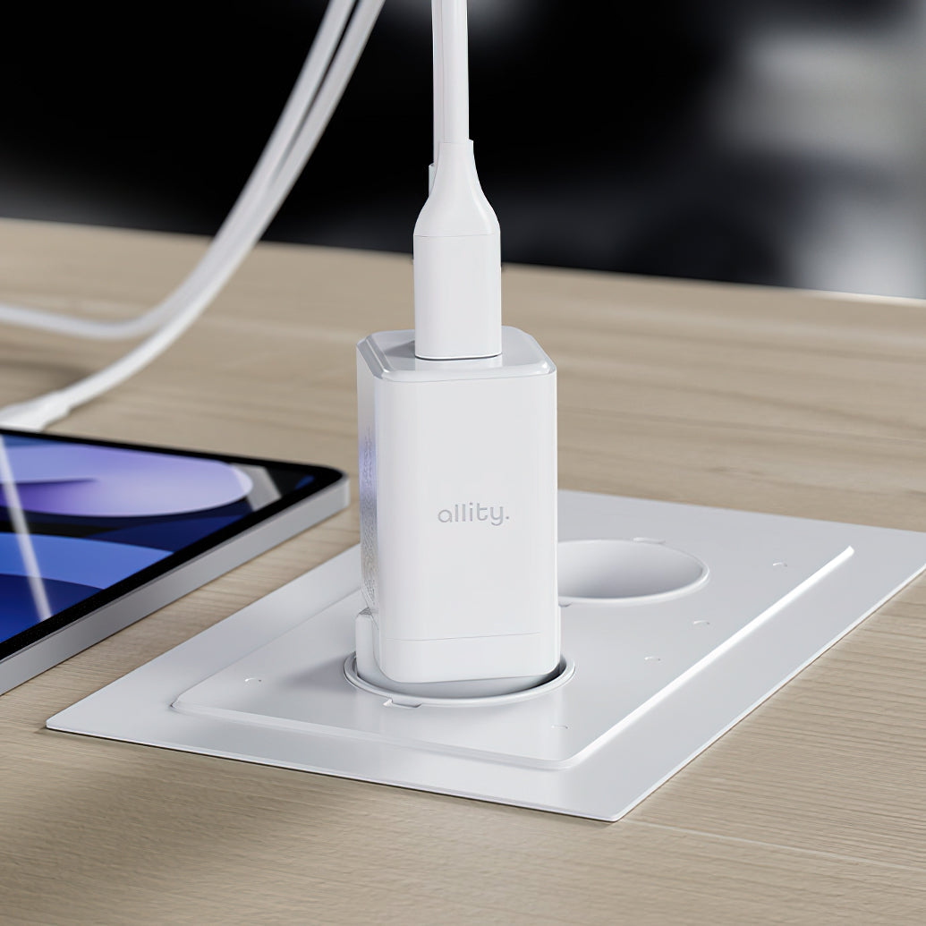 Allity Netværksoplader. ATC-01-45WCC Fast, 45W, 3A, 1 x USB-A - 1 x USB-C, Hvid