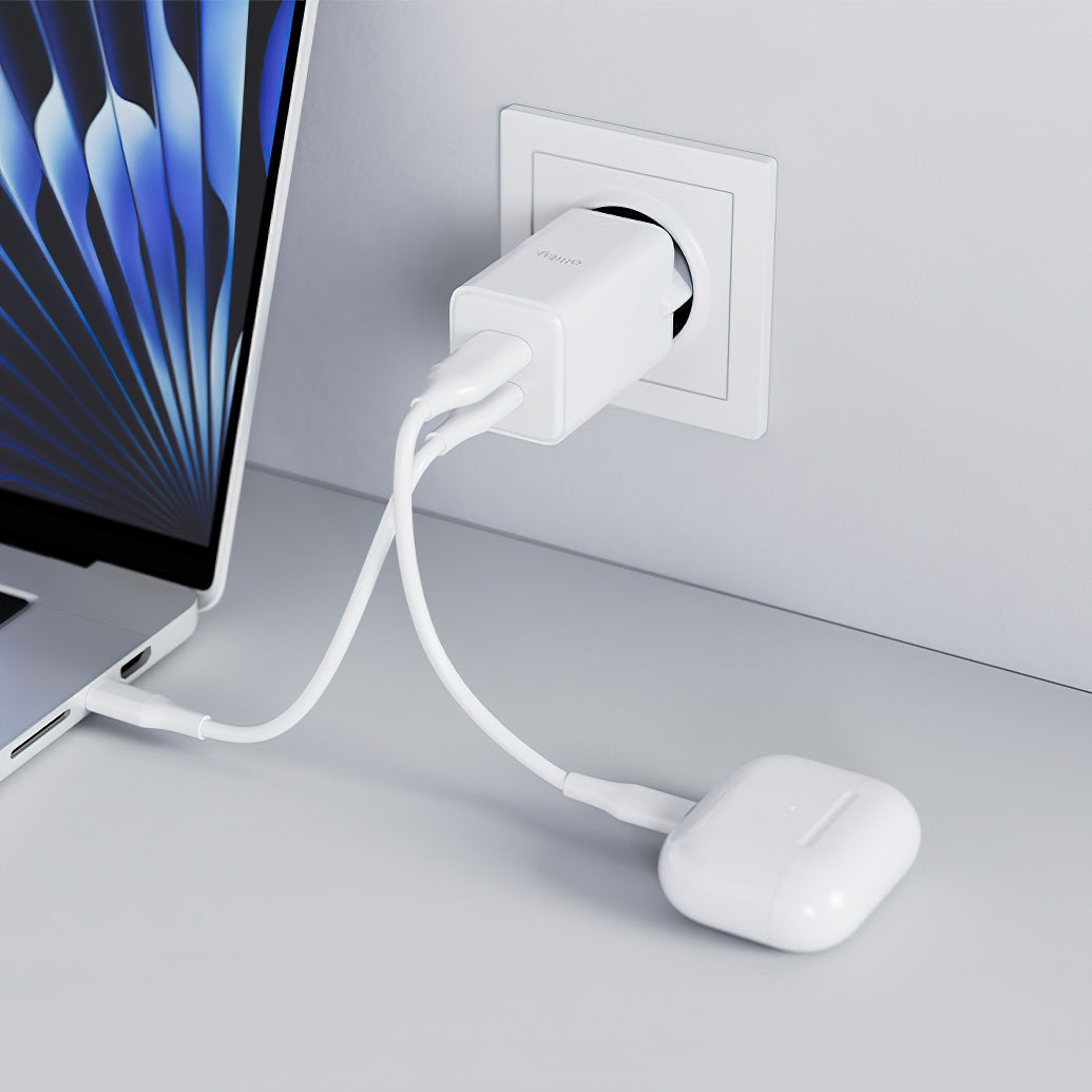 Allity Netværksoplader. ATC-01-45WCC Fast, 45W, 3A, 1 x USB-A - 1 x USB-C, Hvid