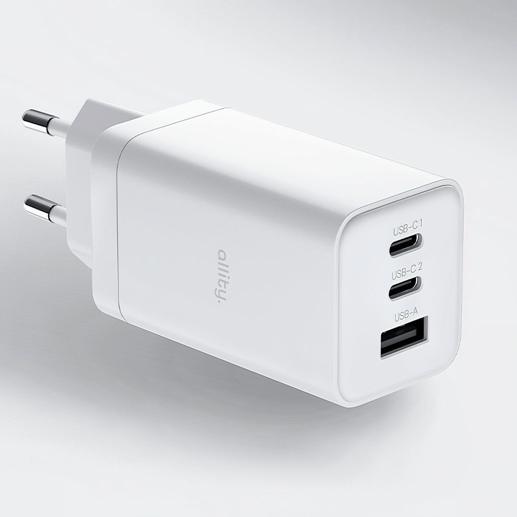 Allity Netværksoplader. ATC-01-65WACC Fast, 65W, 3.25A, 1 x USB-A - 2 x USB-C, Hvid