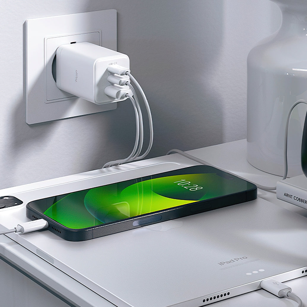 Allity Netværksoplader. ATC-01-65WACC Fast, 65W, 3.25A, 1 x USB-A - 2 x USB-C, Hvid