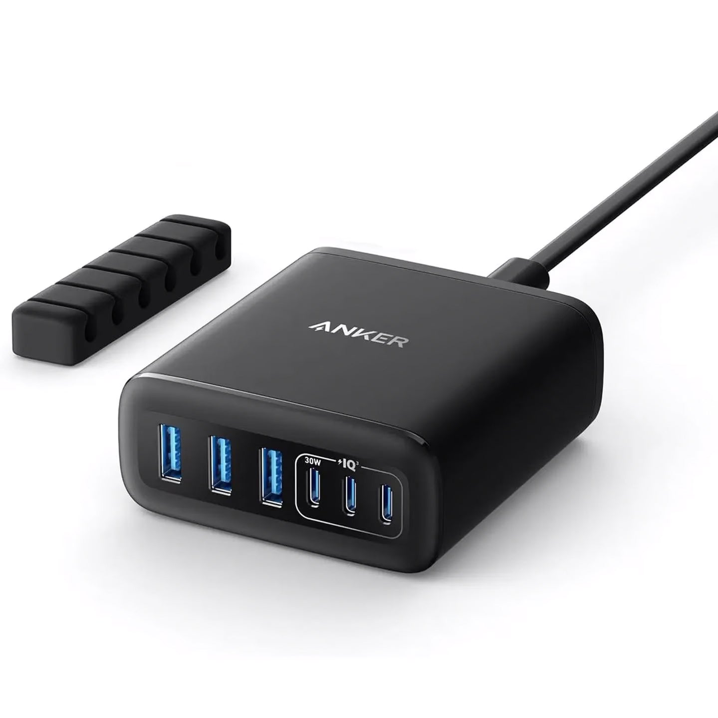 Anker Station Charger, 112W, 3A, 3 x USB-A - 3 x USB-C, sort A2154G11