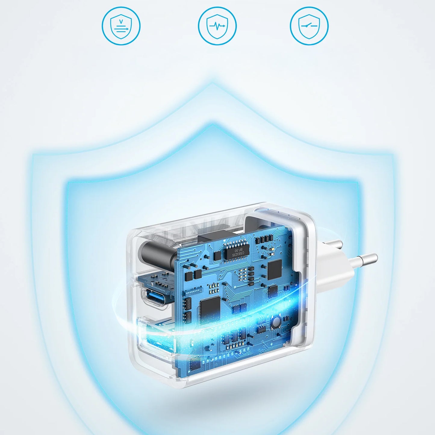 Anker 312 netværksoplader, 20W, 3A, 1 x USB-A - 1 x USB-C, hvid A2348G21