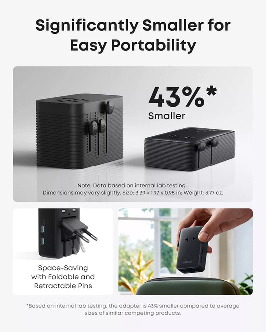 Anker Nano Travel Netværksoplader, 20W, 3A, 2 x USB-A - 2 x USB-C, Sort A9215H11