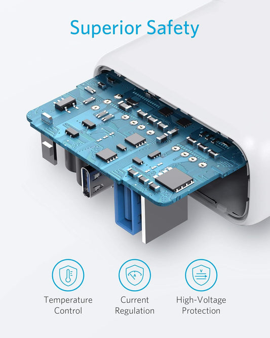 Netværksoplader Anker PowerPort PD+ 2, 35W, 3A, 1 x USB-A - 1 x USB-C, hvid A263636G21