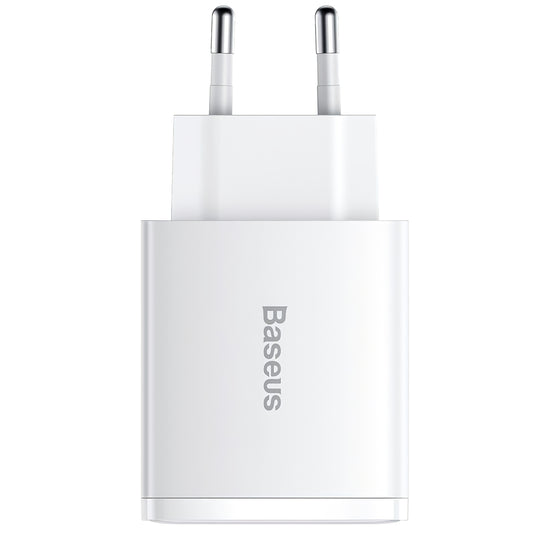 Netværksoplader Baseus Compact, 30W, 1 x USB-C - 2 x USB-A, hvid CCXJ-E02