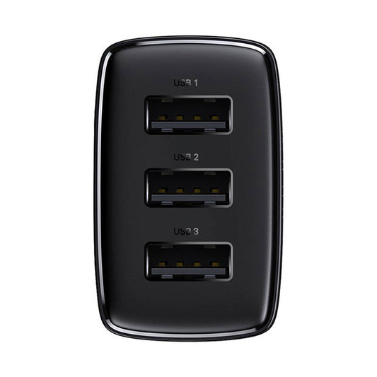 Netværksoplader Baseus Compact 3U, 17W, 2,1A, 3 x USB-A, sort CCXJ020101