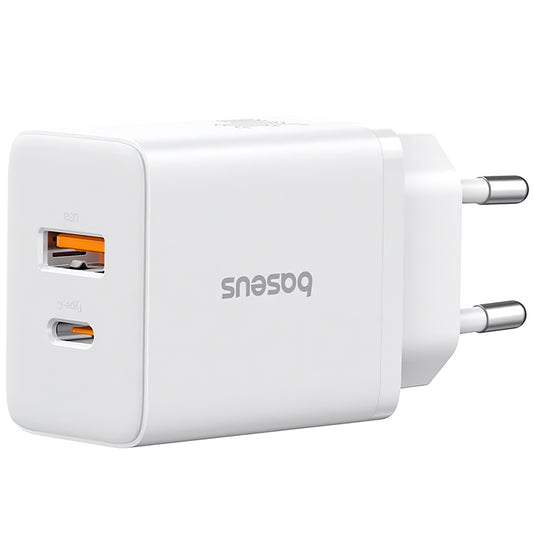 Netværksoplader Baseus Cube, 30W, 2,4A, 1 x USB-A - 1 x USB-C, hvid P10111404213-00