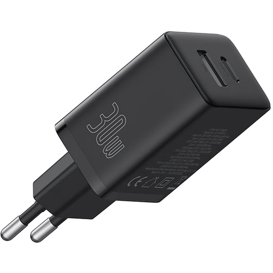Netværksoplader Baseus Cube, 30W, 2,4A, 1 x USB-A - 1 x USB-C, Sort P10111404113-00