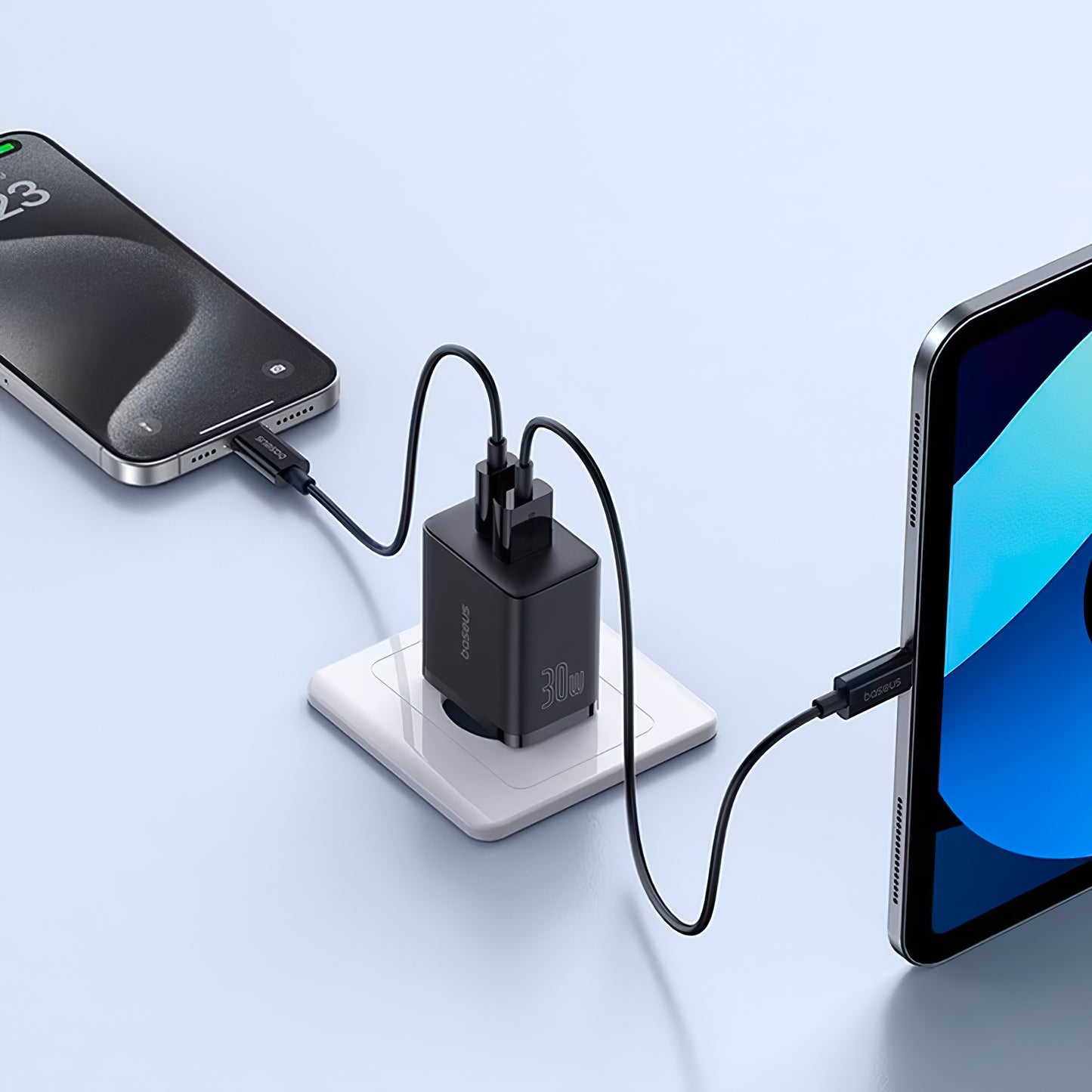 Netværksoplader Baseus Cube, 30W, 2,4A, 1 x USB-A - 1 x USB-C, Sort P10111404113-00