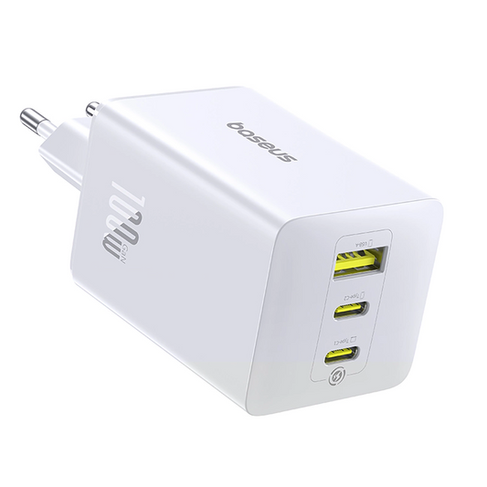 Baseus EnerFill FE11 netværksoplader, 100W, 5A, 1 x USB-A - 2 x USB-C, Hvid P10182102213-00
