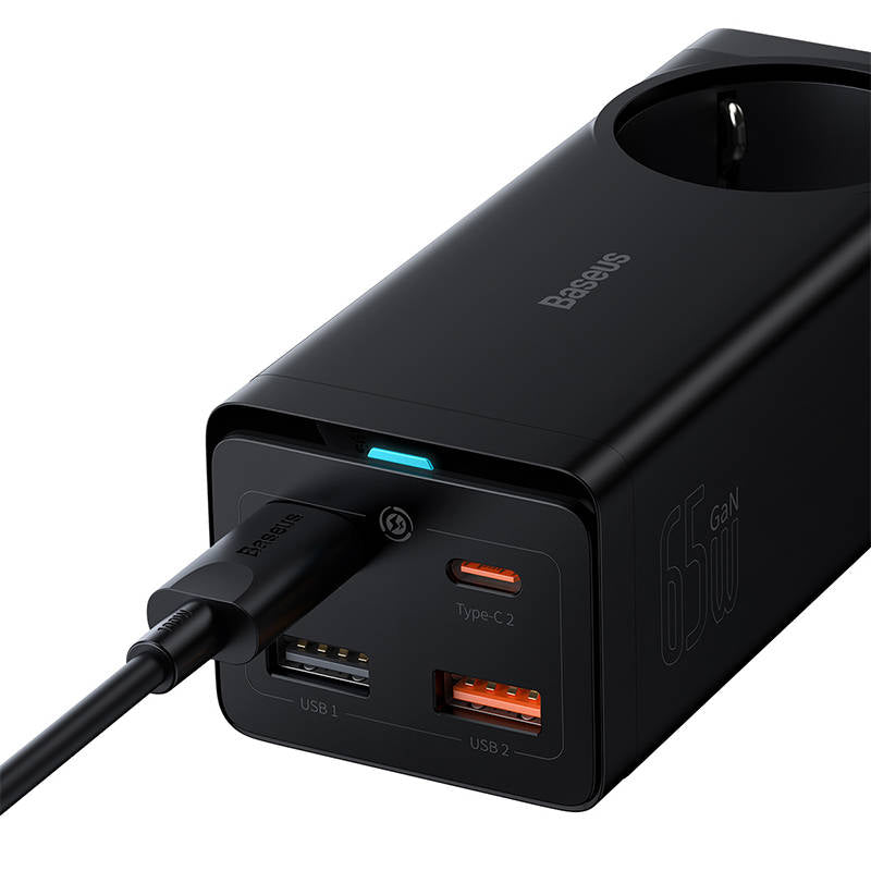 Forlængerledning Baseus GaN3 Pro, 1 x Schuko, Sort PSZM000901