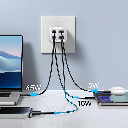 Netværksoplader Baseus Gain6 Pro, 65W, 3,25A, 2 x USB-A - 2 x USB-C, hvid