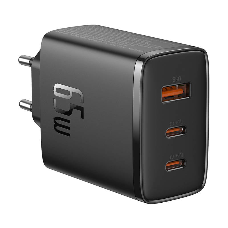 Baseus Cube Pro netværksoplader, 65W, 3.25A, 1 x USB-A - 2 x USB-C, Sort P10152301113-00
