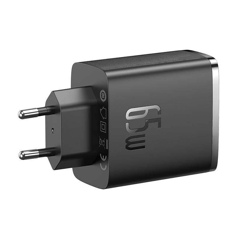 Baseus Cube Pro netværksoplader, 65W, 3.25A, 1 x USB-A - 2 x USB-C, Sort P10152301113-00