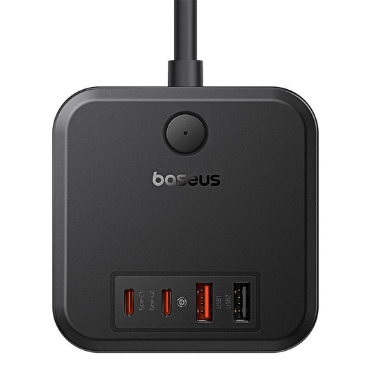 Baseus PowerCombo Cube, 30W, 3A, 2 x USB-A - 2 x USB-C - 3 x Schuko, Sort E00066400117-00