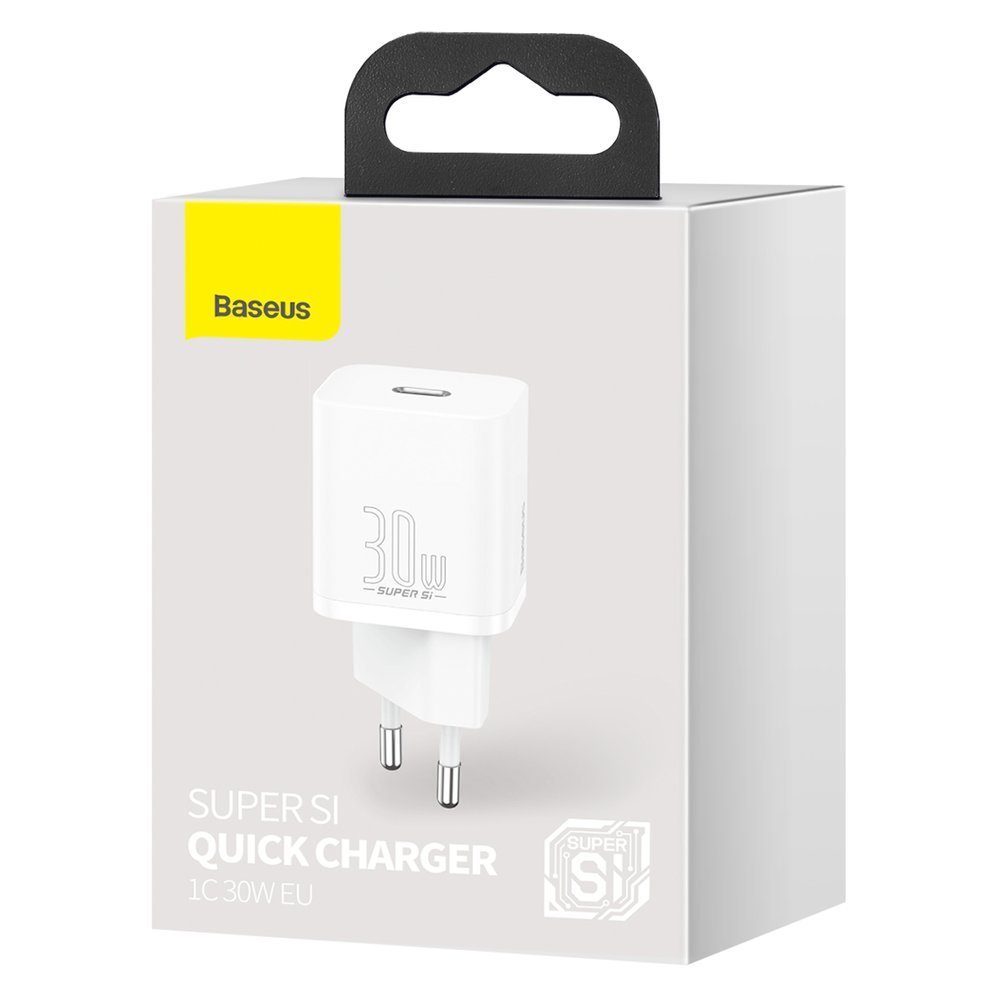 Netværksoplader Baseus Super Si 1C, 30W, 3A, 1 x USB-C, hvid CCSUP-J02