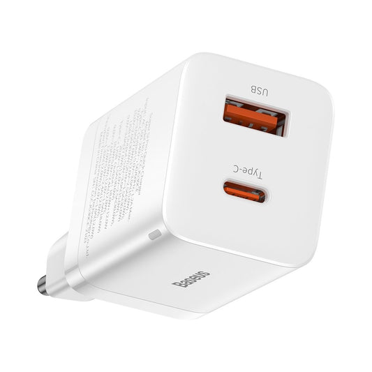 Netværksoplader Baseus Super Si Pro, 30W, 3A, 1 x USB-A - 1 x USB-C, hvid CCSUPP-E02