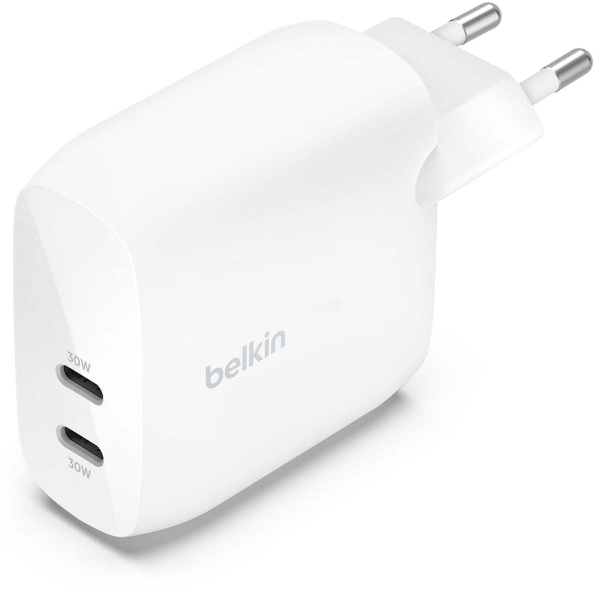 Belkin BoostCharge Pro Dual netoplader, 60W, 3A, 2 x USB-C, hvid WCB010vfWH