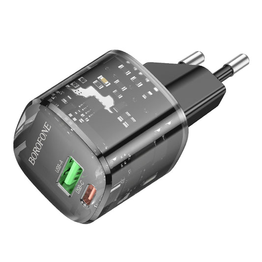 Borofone BN17 Sunlight netværksoplader, 20W, 3A, 1 x USB-A - 1 x USB-C, Sort