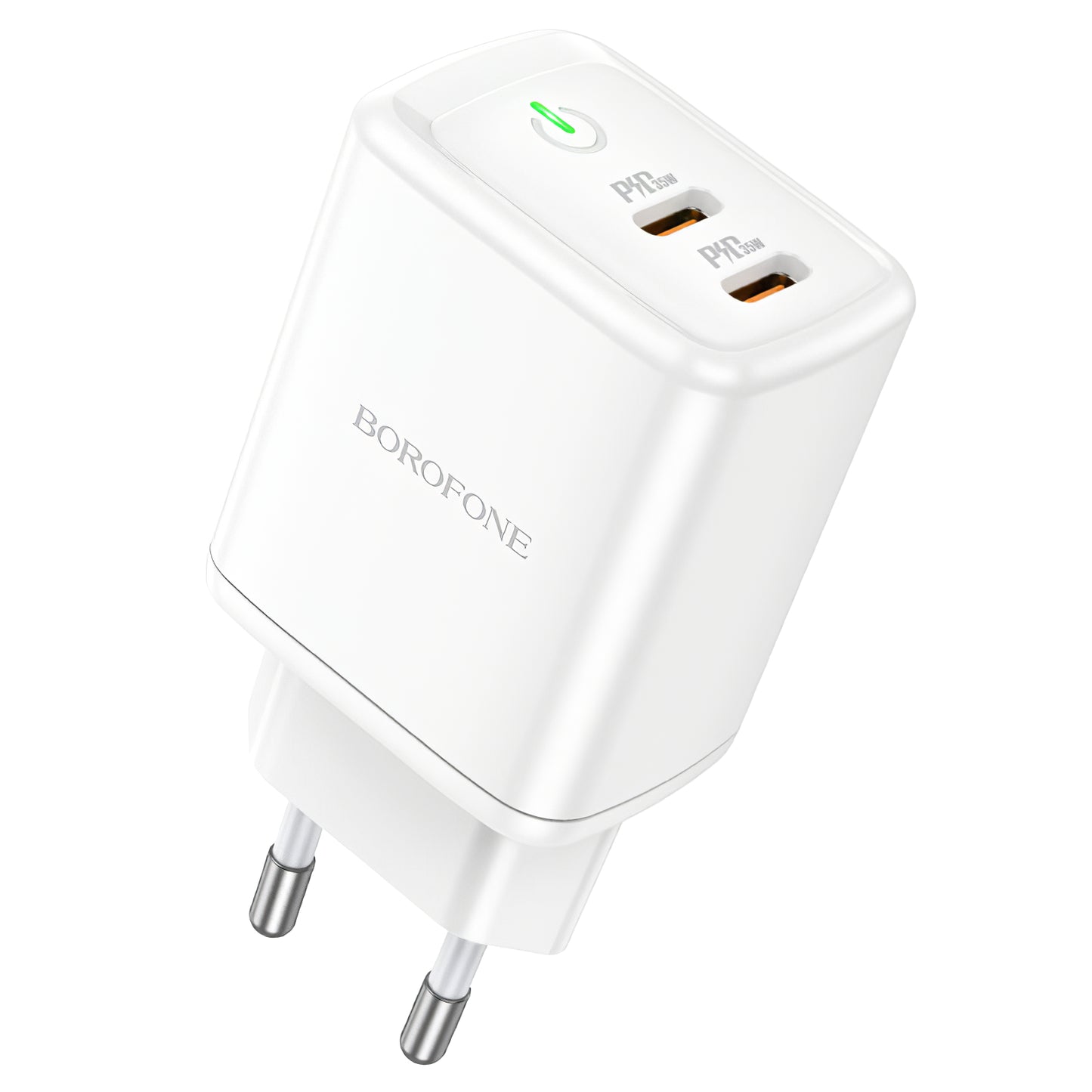 Netværksoplader Borofone BN9, 35W, 3A, 2 x USB-C, hvid