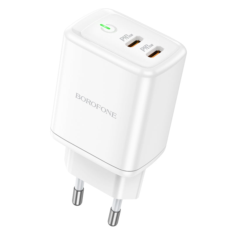 Netværksoplader Borofone BN9, 35W, 3A, 2 x USB-C, hvid