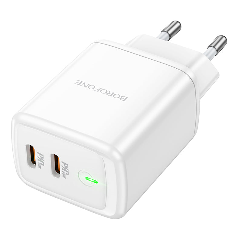 Netværksoplader Borofone BN9, 35W, 3A, 2 x USB-C, hvid